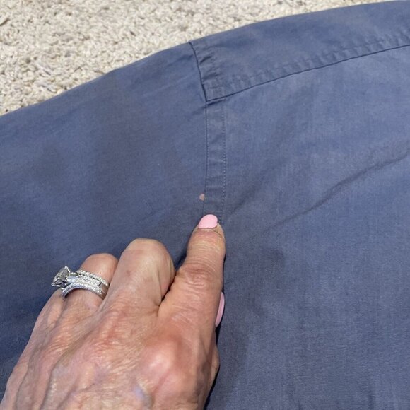 Vintage 80s DKNY Button Up Shirt Men's M Blue Short Sleeve 100% Cotton Pockets - Picture 5 of 10